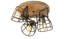 Deckenleuchte, 3-flammig, Holz/Metall