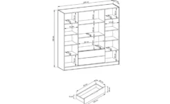 Drehtürenschrank mit 2 Schubladen