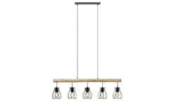 Globo Lighting Pendelleuchte, 5-flammig, Holz/ Metall Körbe