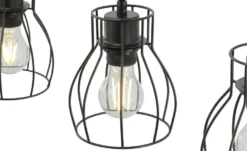 Globo Lighting Pendelleuchte, 5-flammig, Holz/ Metall Körbe