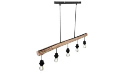 Globo Lighting Pendelleuchte, 5-flammig, Holz/ Metall Körbe
