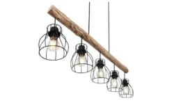 Globo Lighting Pendelleuchte, 5-flammig, Holz/ Metall Körbe