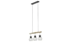Globo Lighting Pendelleuchte, 3-flammig, Holz/ Metall Körbe