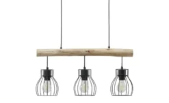Globo Lighting Pendelleuchte, 3-flammig, Holz/ Metall Körbe
