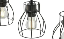 Globo Lighting Pendelleuchte, 3-flammig, Holz/ Metall Körbe