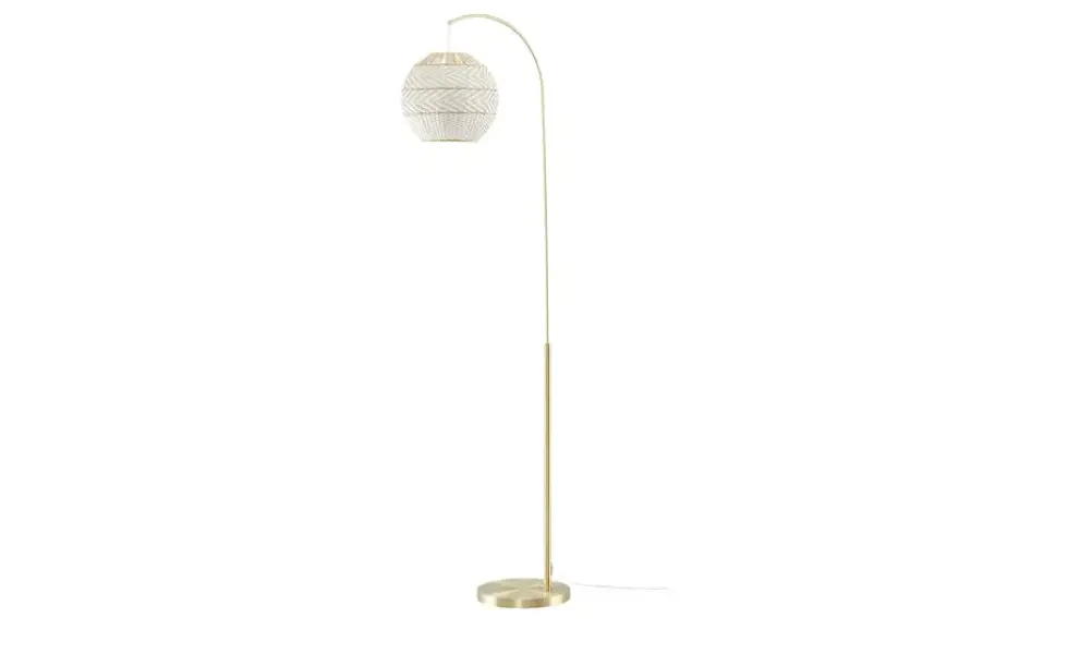 KHG Bogenleuchte, 1-flammig, messing/ Rattan-Schirm