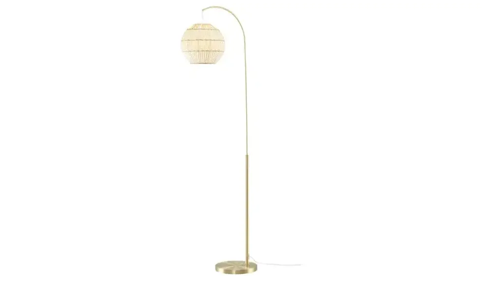 KHG Bogenleuchte, 1-flammig, messing/ Rattan-Schirm