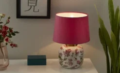 KHG Keramik-Tischleuchte, 1-flammig, Kirschblüten