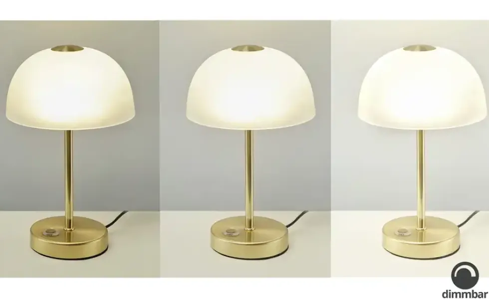 KHG LED-Tischleuchte, 1-flammig, messing/ Alabasterglas