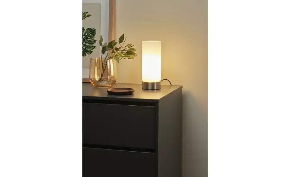 KHG Tischleuchte, 1-flammig, Zylinderform Glas weiß