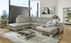 Kollektion Kraft Wohnlandschaft mit Sitz- und Rückenbezug aus Echtleder Samu-L