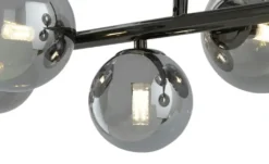 Meisterleuchten Pendelleuchte, 9-flammig, schwarzchrom, Rauchglas