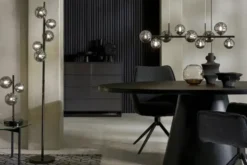 Meisterleuchten Stehleuchte, 5-flammig, schwarzchrom,Rauchglas