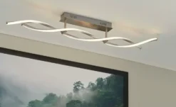 Paul Neuhaus LED-Deckenleuchte, 2-flammig, geschwungen, Nickel-matt