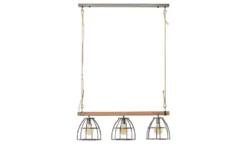 Pendelleuchte, 3-flammig, Metall / Holz schwarz