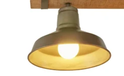 Pendelleuchte, 3-flammig, schwarz/Holz mit Tau