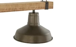 Pendelleuchte, 3-flammig, schwarz/Holz mit Tau