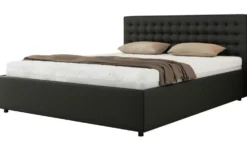 Polsterbett 140x200 Schwarz mit Bettkasten