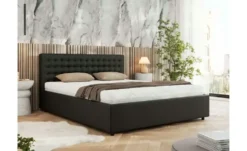 Polsterbett 140x200 Schwarz mit Bettkasten