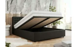 Polsterbett 140x200 Schwarz mit Bettkasten