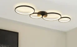 Trio LED-Deckenleuchte, schwarz `Ringe´