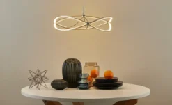 Trio LED-Pendelleuchte Nickel-matt geschwungen