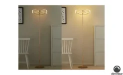 Trio LED-Stehleuchte, messing-matt, geschwungen