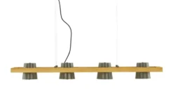 Trio Pendelleuchte, 4-flammig, Nickel antik mit Pinienholz